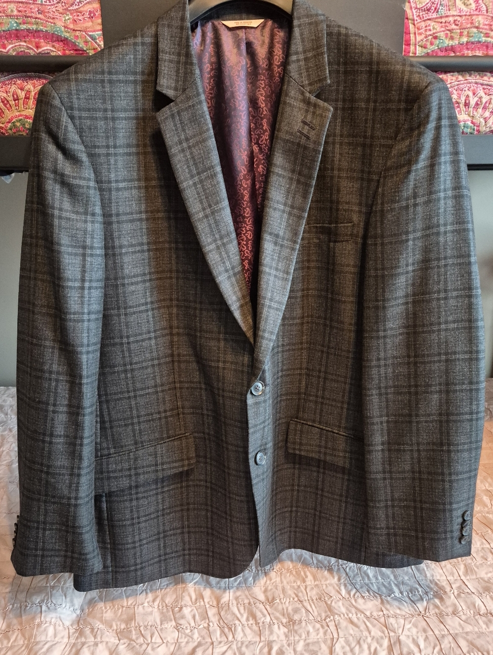 1926 Originals Size 46R Men's Gray & Black Plaid Suit Jacket
